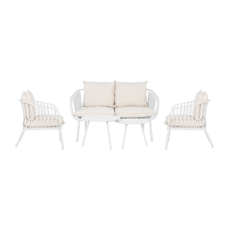 Ensemble De Jardin Blanc Avec Coussins Gris Confortables Pour Exterieur 4 Scaled