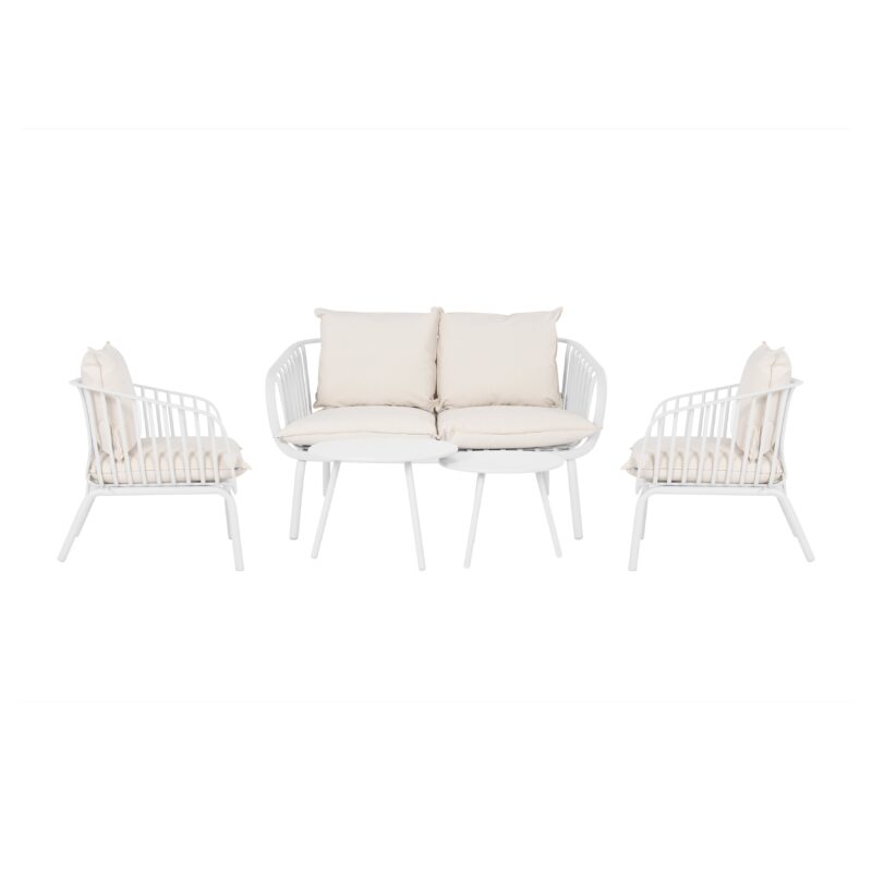 Ensemble De Jardin Blanc Avec Coussins Gris Confortables Pour Exterieur 4 Scaled