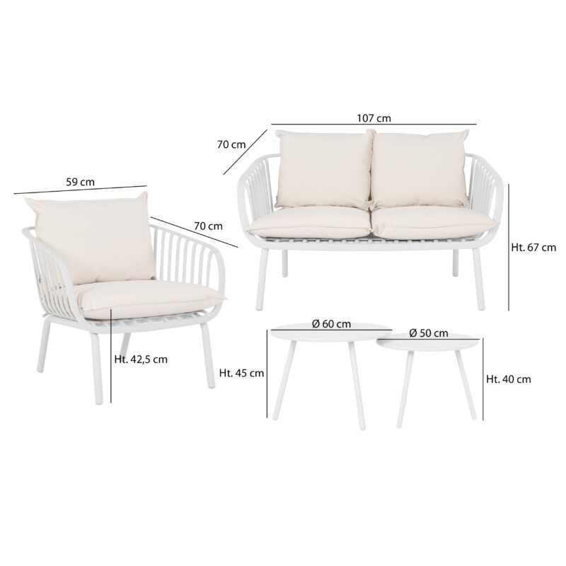 Ensemble De Jardin Blanc Avec Coussins Gris Confortables Pour Exterieur Scaled