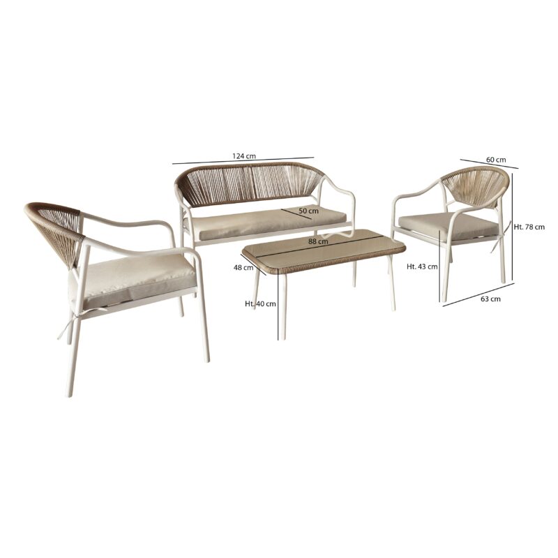 Ensemble De Jardin Detente En Rotin Blanc Et Acier Pour Exterieur Scaled