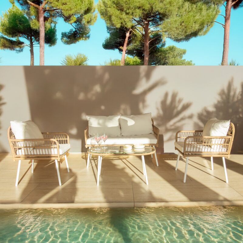 Ensemble De Jardin Resine Tressee Et Acier Pour Exterieur Salon Detente Et Repas 5 Scaled
