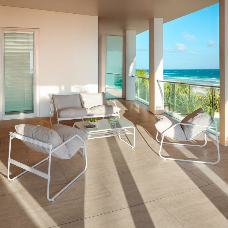 Ensemble Mobilier De Jardin Acier Blanc Design Moderne Et Durable 5 Scaled