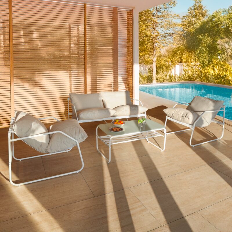 Ensemble Mobilier De Jardin Acier Blanc Design Moderne Et Durable 6 Scaled