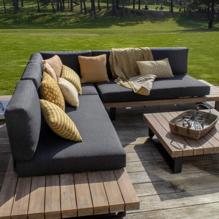 Ensemble Salon De Jardin Acacia Noir Design Avec Structure Metal 1