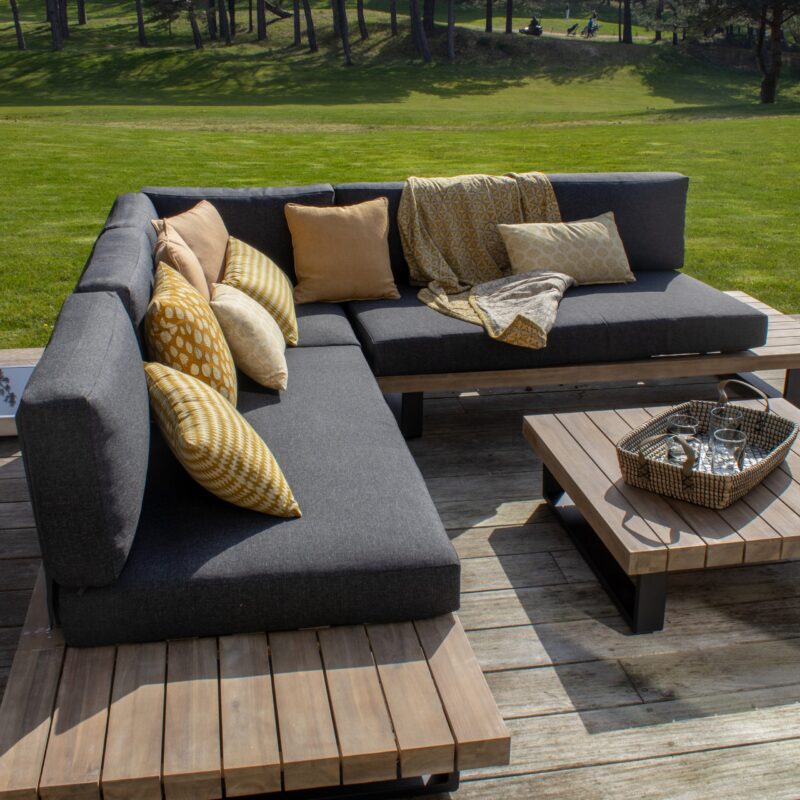 Ensemble Salon De Jardin Acacia Noir Design Avec Structure Metal 1