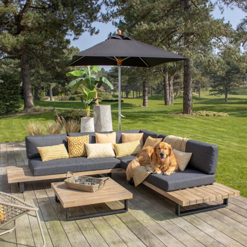 Ensemble Salon De Jardin Acacia Noir Design Avec Structure Metal 2