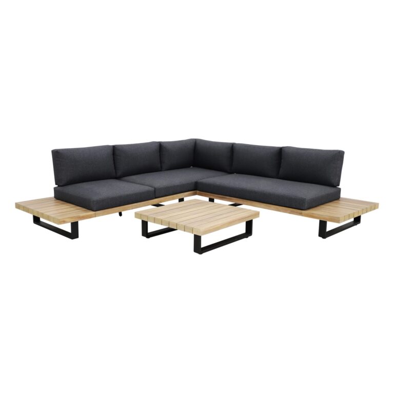 Ensemble Salon De Jardin Acacia Noir Design Avec Structure Metal 3