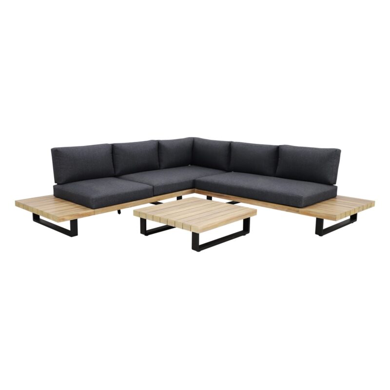 Ensemble Salon De Jardin Acacia Noir Design Avec Structure Metal 3