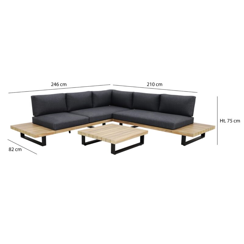 Ensemble Salon De Jardin Acacia Noir Design Avec Structure Metal