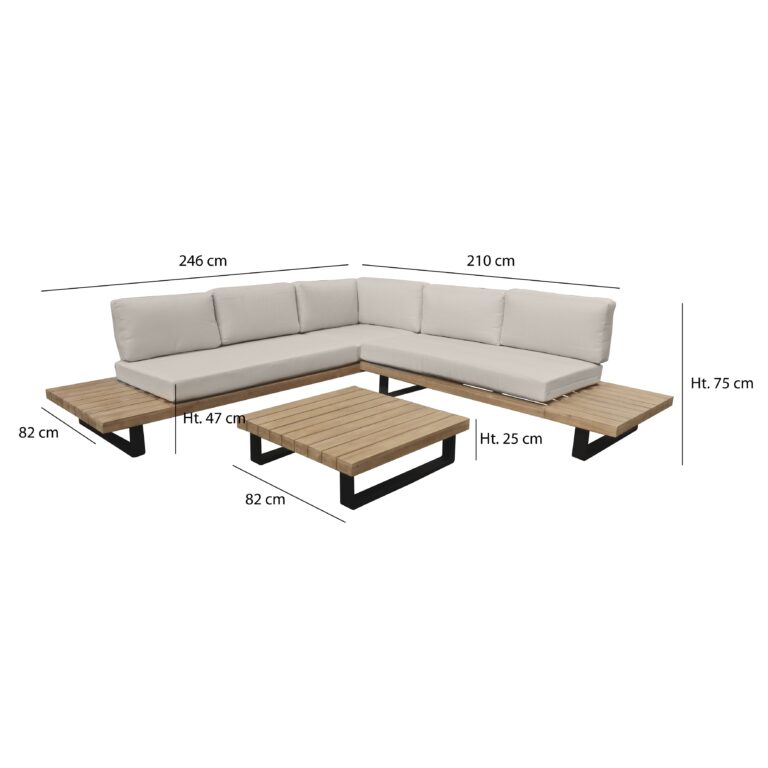 Salon De Jardin Acacia Ecru Et Metal Noir Mobilier Exterieur Resistant Scaled