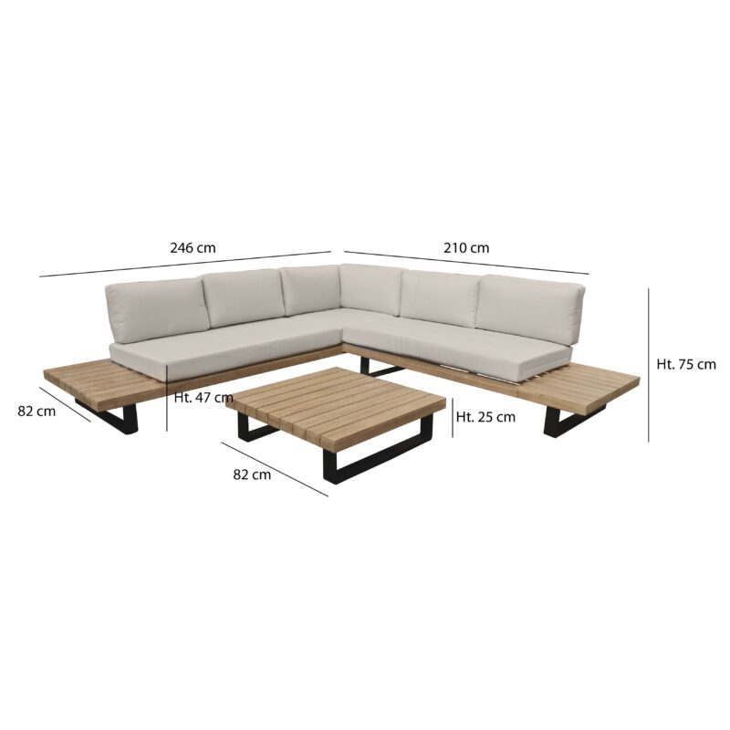 Salon De Jardin Acacia Ecru Et Metal Noir Mobilier Exterieur Resistant Scaled