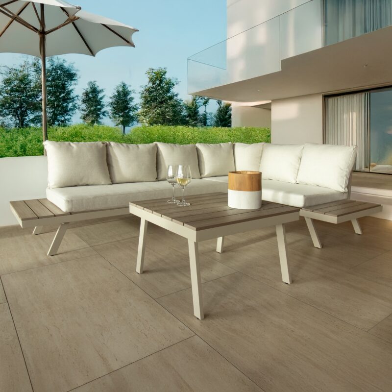 Salon De Jardin Detente Aluminium Couleur Sable Avec Table Basse Design 5 Scaled