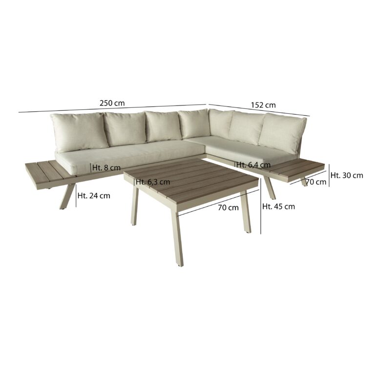 Salon De Jardin Detente Aluminium Couleur Sable Avec Table Basse Design Scaled